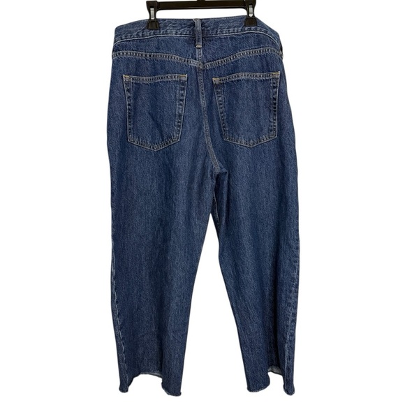 GAP Better Made Wide Leg Raw Hem Cropped High Rise Jeans Size 30 Dark Indigo - Picture 4 of 9